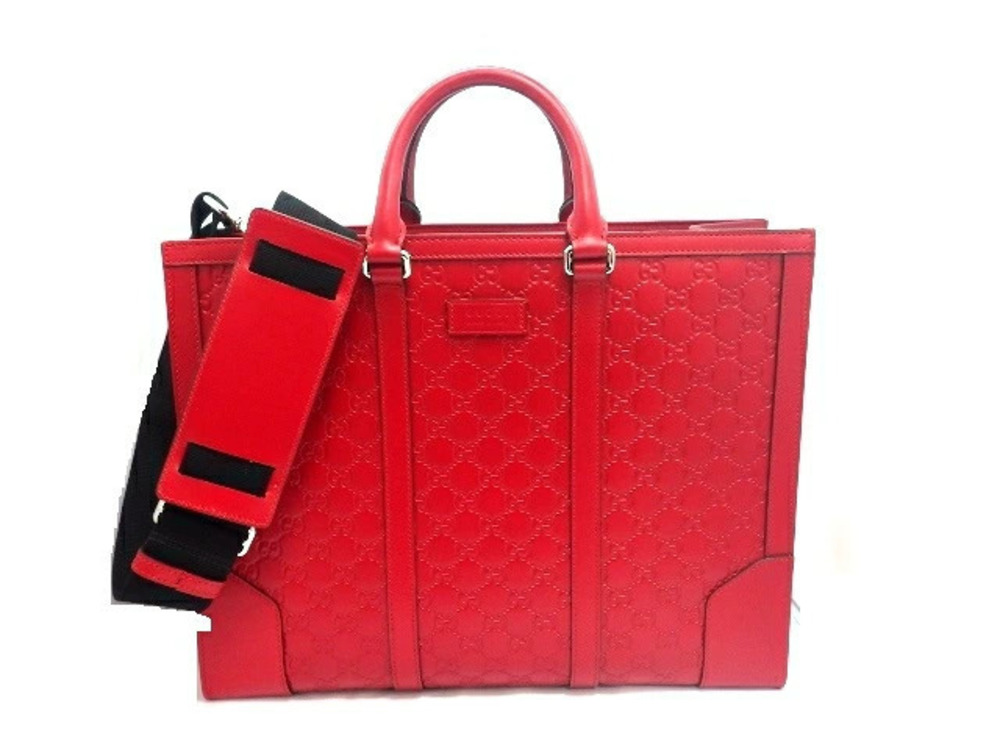 Gucci Shoulder Bag Tote Gucci Guccissima Calfskin Red
